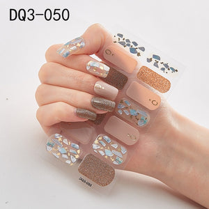 14pcs/sheet Glitter Gradient Color Nail Stickers Nail Wraps Full Cover Nail Polish Sticker DIY Self-Adhesive Nail Art Decoration