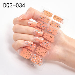 14pcs/sheet Glitter Gradient Color Nail Stickers Nail Wraps Full Cover Nail Polish Sticker DIY Self-Adhesive Nail Art Decoration