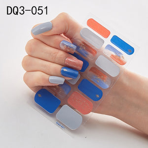 14pcs/sheet Glitter Gradient Color Nail Stickers Nail Wraps Full Cover Nail Polish Sticker DIY Self-Adhesive Nail Art Decoration