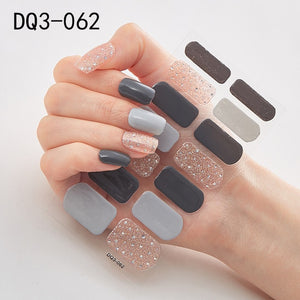 14pcs/sheet Glitter Gradient Color Nail Stickers Nail Wraps Full Cover Nail Polish Sticker DIY Self-Adhesive Nail Art Decoration