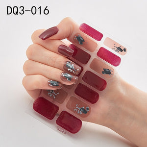 14pcs/sheet Glitter Gradient Color Nail Stickers Nail Wraps Full Cover Nail Polish Sticker DIY Self-Adhesive Nail Art Decoration