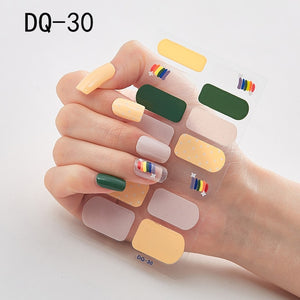 14pcs/sheet Glitter Gradient Color Nail Stickers Nail Wraps Full Cover Nail Polish Sticker DIY Self-Adhesive Nail Art Decoration