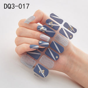 14pcs/sheet Glitter Gradient Color Nail Stickers Nail Wraps Full Cover Nail Polish Sticker DIY Self-Adhesive Nail Art Decoration