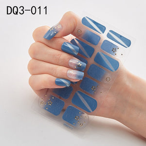 14pcs/sheet Glitter Gradient Color Nail Stickers Nail Wraps Full Cover Nail Polish Sticker DIY Self-Adhesive Nail Art Decoration