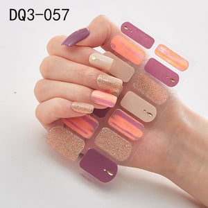 14pcs/sheet Glitter Gradient Color Nail Stickers Nail Wraps Full Cover Nail Polish Sticker DIY Self-Adhesive Nail Art Decoration