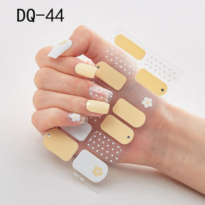 14pcs/sheet Glitter Gradient Color Nail Stickers Nail Wraps Full Cover Nail Polish Sticker DIY Self-Adhesive Nail Art Decoration