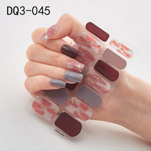 14pcs/sheet Glitter Gradient Color Nail Stickers Nail Wraps Full Cover Nail Polish Sticker DIY Self-Adhesive Nail Art Decoration