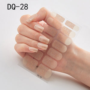 14pcs/sheet Glitter Gradient Color Nail Stickers Nail Wraps Full Cover Nail Polish Sticker DIY Self-Adhesive Nail Art Decoration