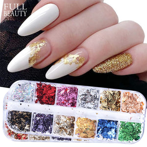 Sparkly Foil Nails Sequins Irregular Aluminum Gold Red Summer Design Set Nail Glitter Flakes Gel DIY Manicure Accessories CH950