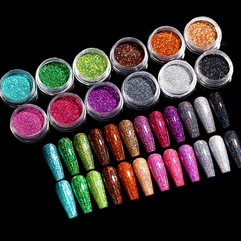 1 Box Hot Sale Iridescent Nail Powders Shiny Nail Glitters Dust Decorations For Nail Art Chrome Pigment DIY Accessories