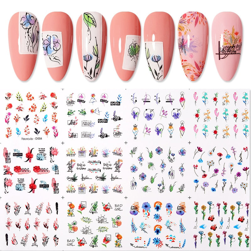 1 Sheet 3D Floral Nail Sticker Adhesive Plants Colorful Beautiful Flowers Nail Transfer Sticker Decals Nail Art Decoration