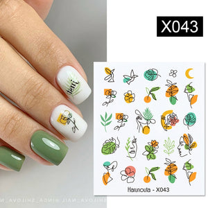 1 Sheet 3D Floral Nail Sticker Adhesive Plants Colorful Beautiful Flowers Nail Transfer Sticker Decals Nail Art Decoration