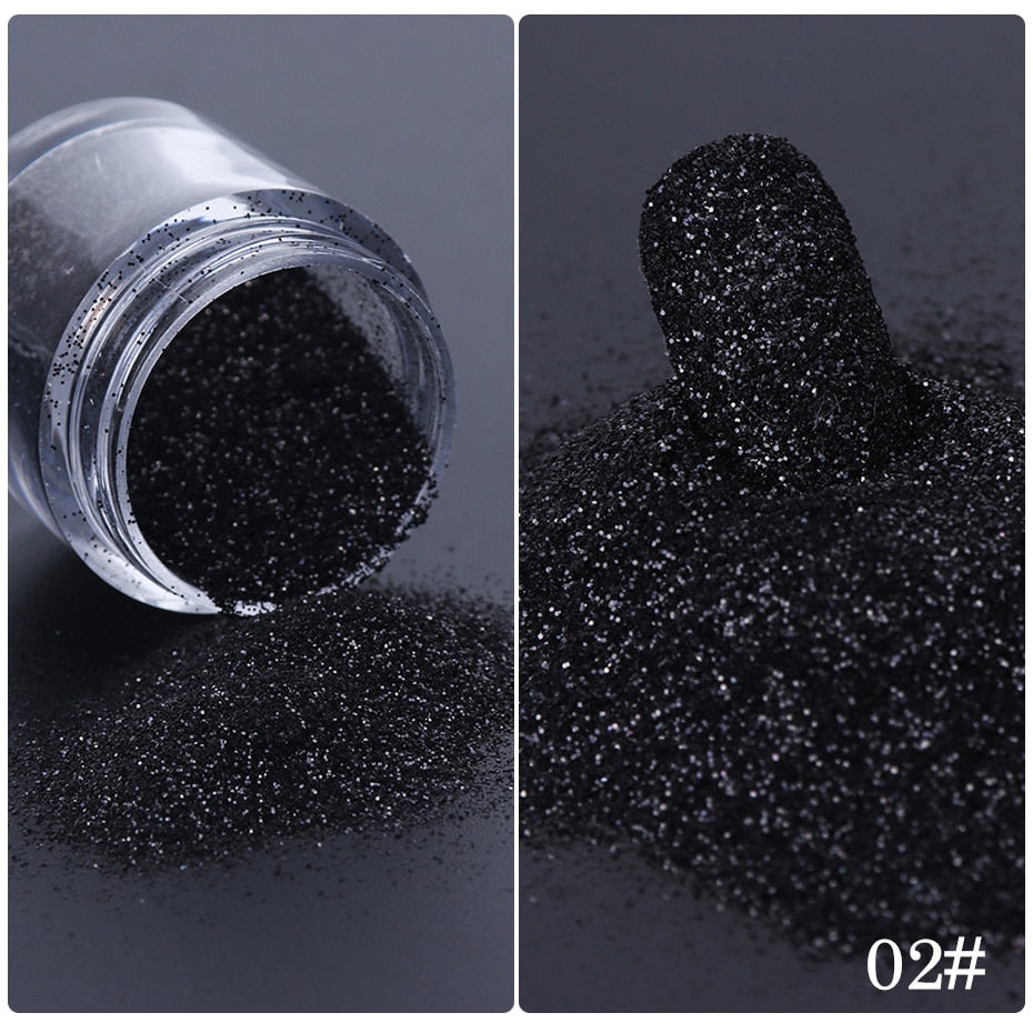 1 Box Nail Art Sugar Powder Black White Dipping Powder Dust Nail Art Pigment Glitter Laser Sequin Decoration Manicure JIMN-1