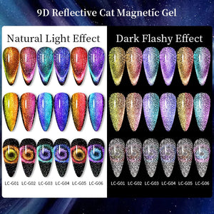 LILYCUTE 7ml 9D Reflective Cat Magnetic Gel Nail Polish Glitter Vernis Semi Permanent Soak Off Magnetic UV Gel Nail Art Gel