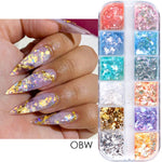 Load image into Gallery viewer, Sparkly Foil Nails Sequins Irregular Aluminum Gold Red Summer Design Set Nail Glitter Flakes Gel DIY Manicure Accessories CH950
