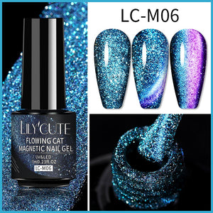 LILYCUTE 7ML 9D Cat Magnetic Gel Polish Set Semi Permanent Soak Off UV LED Glitter Nails Magnet Stick Black Gel Needed