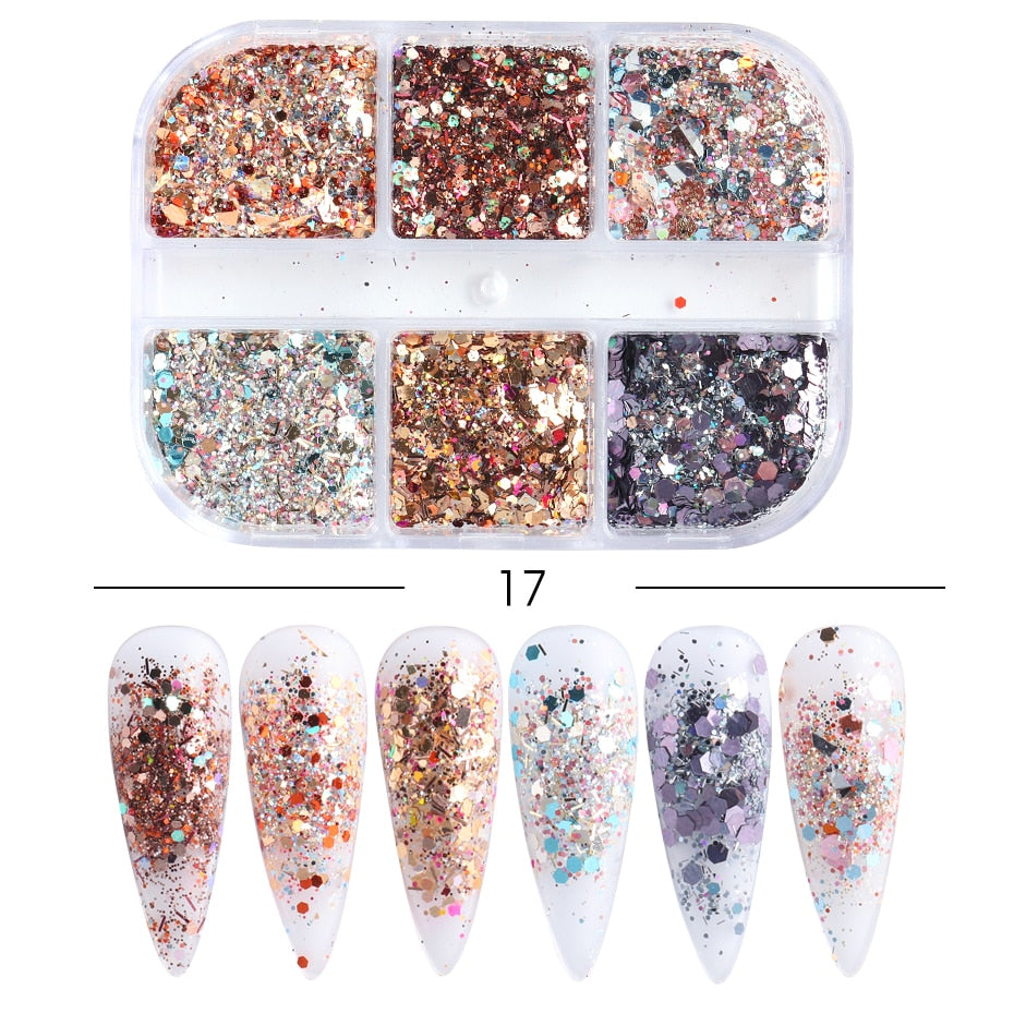 Sparkly Foil Nails Sequins Irregular Aluminum Gold Red Summer Design Set Nail Glitter Flakes Gel DIY Manicure Accessories CH950