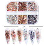 Load image into Gallery viewer, Sparkly Foil Nails Sequins Irregular Aluminum Gold Red Summer Design Set Nail Glitter Flakes Gel DIY Manicure Accessories CH950
