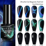 Load image into Gallery viewer, LILYCUTE 7ML 9D Cat Magnetic Gel Polish Set Semi Permanent Soak Off UV LED Glitter Nails Magnet Stick Black Gel Needed
