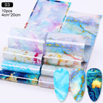 Load image into Gallery viewer, 10 Sheets Nail Transfer Foil Marble Nail Art Stickers Retro Pattern Nail Art Decals DIY Nails Accessories 4*100cm
