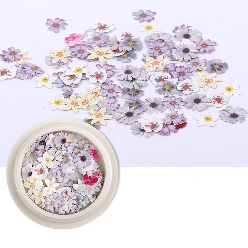 Nail Art Color Mixed Flower  Wood Pulp Piece Small Daisy Rose  Fresh Pastoral Nail Dried Flower Patch  DIY Nail Art Decoration