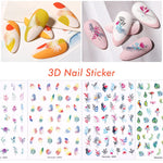 Load image into Gallery viewer, 1 Sheet 3D Floral Nail Sticker Adhesive Plants Colorful Beautiful Flowers Nail Transfer Sticker Decals Nail Art Decoration
