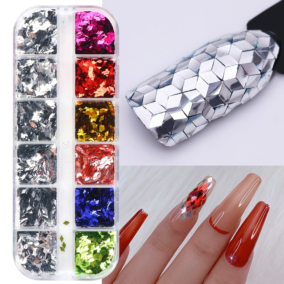 Sparkly Foil Nails Sequins Irregular Aluminum Gold Red Summer Design Set Nail Glitter Flakes Gel DIY Manicure Accessories CH950