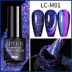 Load image into Gallery viewer, LILYCUTE 7ml 9D Reflective Cat Magnetic Gel Nail Polish Glitter Vernis Semi Permanent Soak Off Magnetic UV Gel Nail Art Gel
