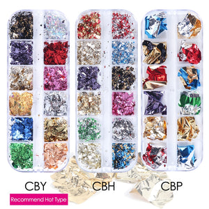 Sparkly Foil Nails Sequins Irregular Aluminum Gold Red Summer Design Set Nail Glitter Flakes Gel DIY Manicure Accessories CH950