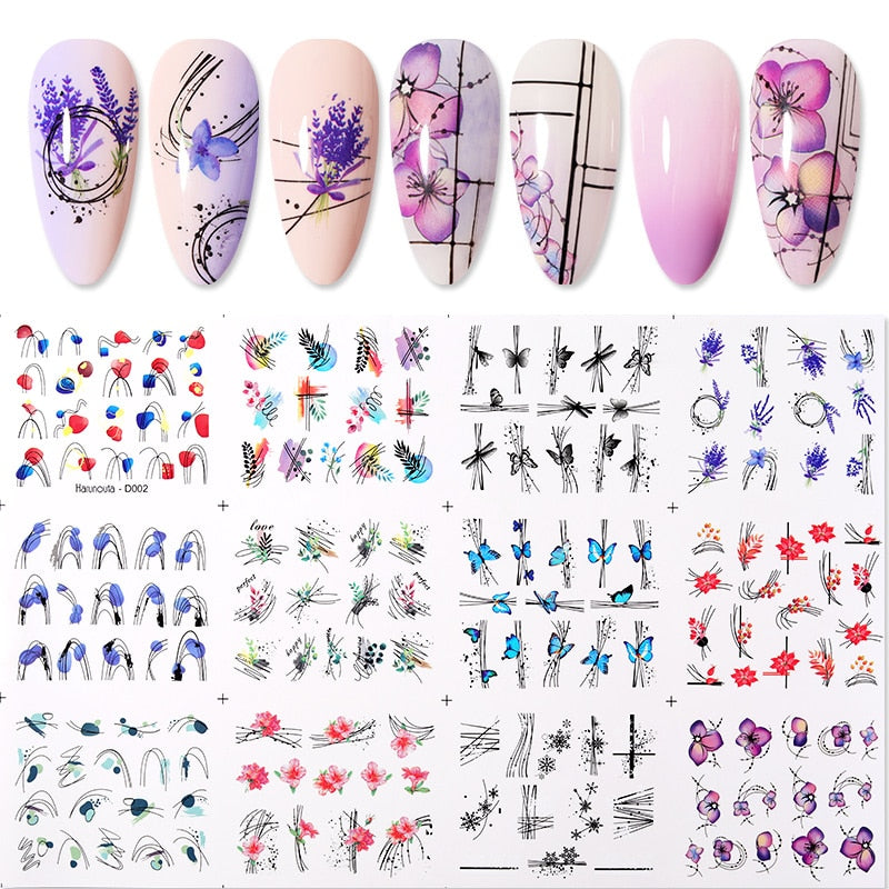 1 Sheet 3D Floral Nail Sticker Adhesive Plants Colorful Beautiful Flowers Nail Transfer Sticker Decals Nail Art Decoration