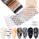 Load image into Gallery viewer, 10 Sheets Nail Transfer Foil Marble Nail Art Stickers Retro Pattern Nail Art Decals DIY Nails Accessories 4*100cm
