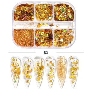 Sparkly Foil Nails Sequins Irregular Aluminum Gold Red Summer Design Set Nail Glitter Flakes Gel DIY Manicure Accessories CH950