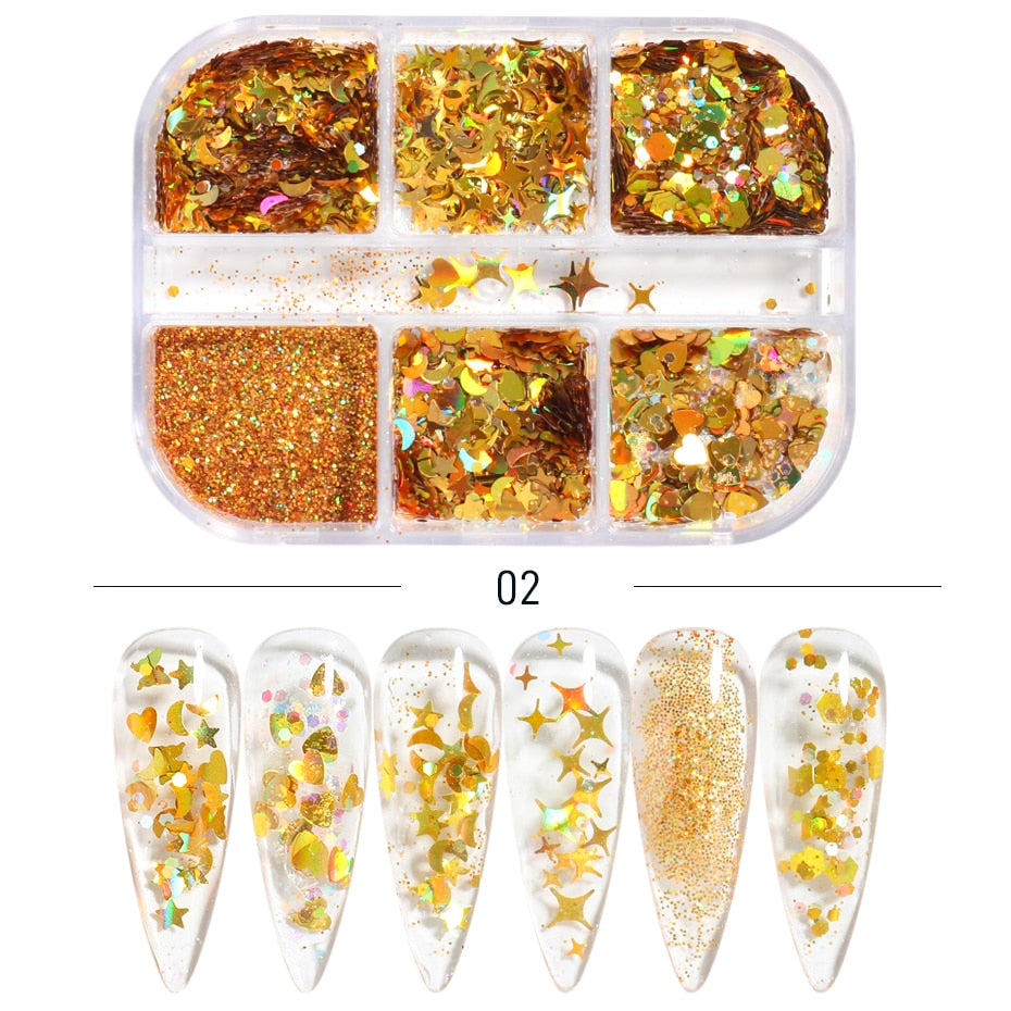 Sparkly Foil Nails Sequins Irregular Aluminum Gold Red Summer Design Set Nail Glitter Flakes Gel DIY Manicure Accessories CH950