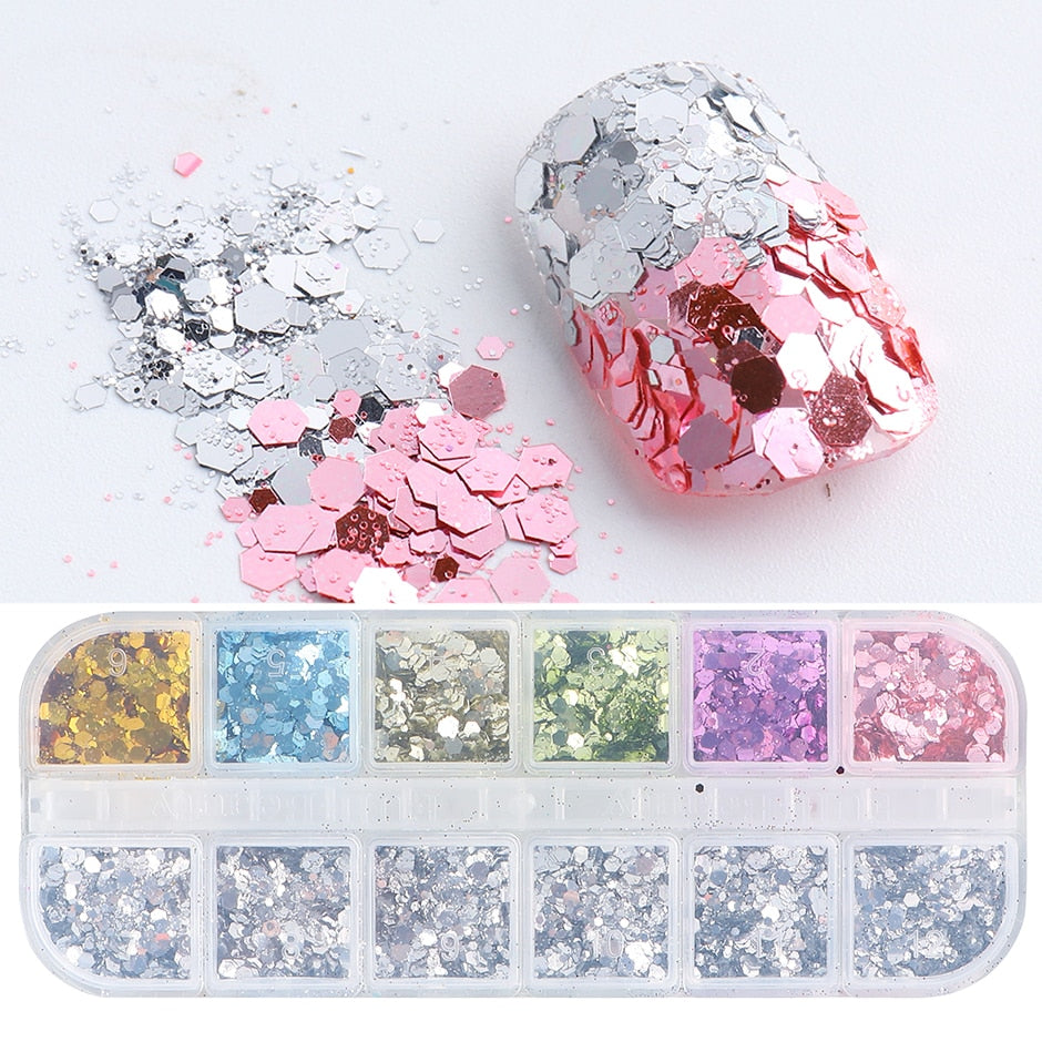 Sparkly Foil Nails Sequins Irregular Aluminum Gold Red Summer Design Set Nail Glitter Flakes Gel DIY Manicure Accessories CH950