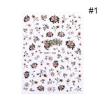 Load image into Gallery viewer, 1 Sheet 3D Floral Nail Sticker Adhesive Plants Colorful Beautiful Flowers Nail Transfer Sticker Decals Nail Art Decoration
