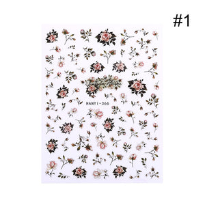 1 Sheet 3D Floral Nail Sticker Adhesive Plants Colorful Beautiful Flowers Nail Transfer Sticker Decals Nail Art Decoration