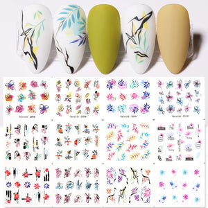 1 Sheet 3D Floral Nail Sticker Adhesive Plants Colorful Beautiful Flowers Nail Transfer Sticker Decals Nail Art Decoration