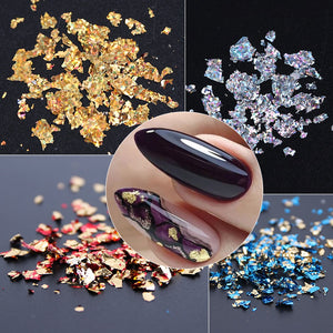 Sparkly Foil Nails Sequins Irregular Aluminum Gold Red Summer Design Set Nail Glitter Flakes Gel DIY Manicure Accessories CH950