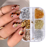 Load image into Gallery viewer, Sparkly Foil Nails Sequins Irregular Aluminum Gold Red Summer Design Set Nail Glitter Flakes Gel DIY Manicure Accessories CH950
