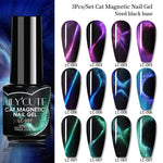 Load image into Gallery viewer, LILYCUTE 7ML 9D Cat Magnetic Gel Polish Set Semi Permanent Soak Off UV LED Glitter Nails Magnet Stick Black Gel Needed
