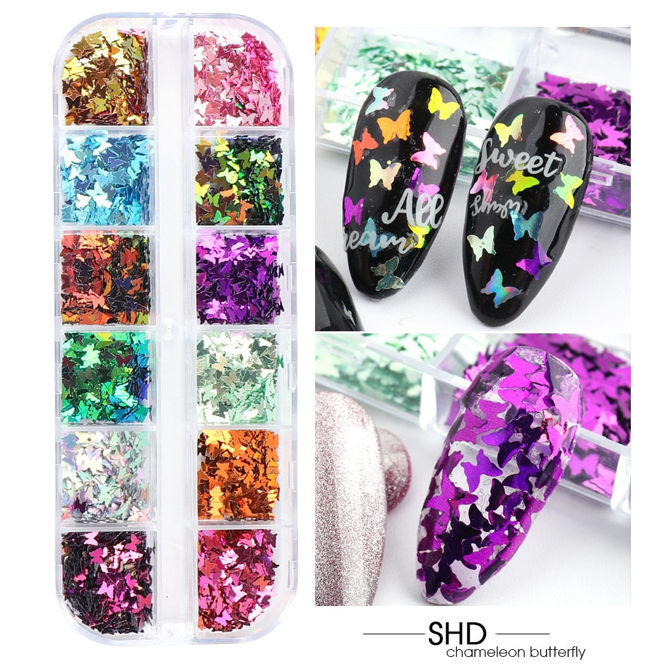 Sparkly Foil Nails Sequins Irregular Aluminum Gold Red Summer Design Set Nail Glitter Flakes Gel DIY Manicure Accessories CH950