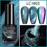 Load image into Gallery viewer, LILYCUTE 7ml 9D Reflective Cat Magnetic Gel Nail Polish Glitter Vernis Semi Permanent Soak Off Magnetic UV Gel Nail Art Gel
