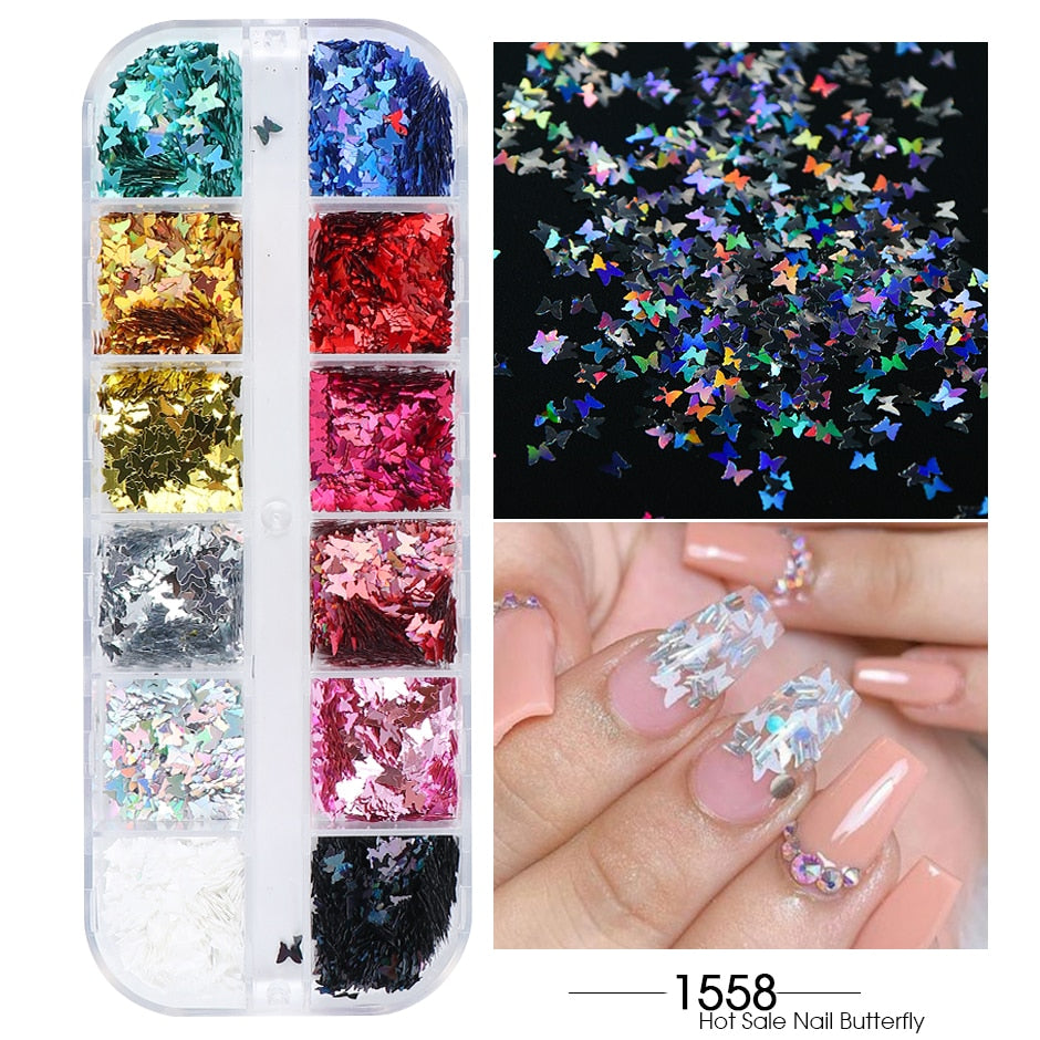 Sparkly Foil Nails Sequins Irregular Aluminum Gold Red Summer Design Set Nail Glitter Flakes Gel DIY Manicure Accessories CH950