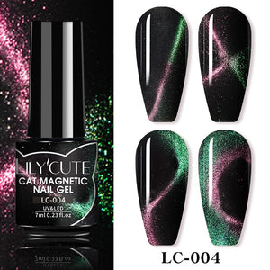 LILYCUTE 7ml 9D Reflective Cat Magnetic Gel Nail Polish Glitter Vernis Semi Permanent Soak Off Magnetic UV Gel Nail Art Gel