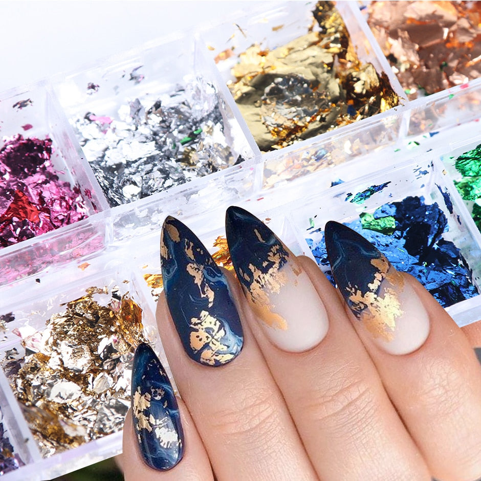 Sparkly Foil Nails Sequins Irregular Aluminum Gold Red Summer Design Set Nail Glitter Flakes Gel DIY Manicure Accessories CH950