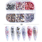 Load image into Gallery viewer, Sparkly Foil Nails Sequins Irregular Aluminum Gold Red Summer Design Set Nail Glitter Flakes Gel DIY Manicure Accessories CH950
