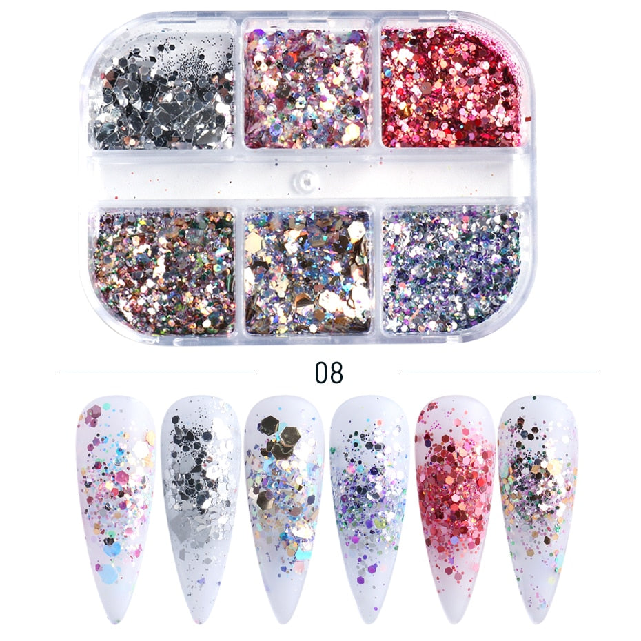 Sparkly Foil Nails Sequins Irregular Aluminum Gold Red Summer Design Set Nail Glitter Flakes Gel DIY Manicure Accessories CH950