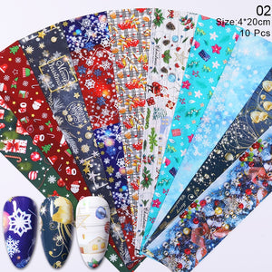 10 Sheets Nail Transfer Foil Marble Nail Art Stickers Retro Pattern Nail Art Decals DIY Nails Accessories 4*100cm