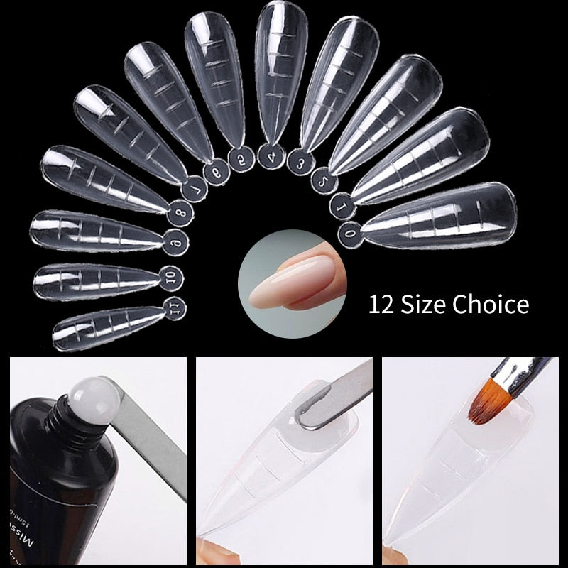 Acrylic Extension False Nail Tips Sculpted Full Cover Nail Tips Fake Finger UV Gel Polish Quick Building Mold Manicures Tool Set