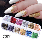 Load image into Gallery viewer, Sparkly Foil Nails Sequins Irregular Aluminum Gold Red Summer Design Set Nail Glitter Flakes Gel DIY Manicure Accessories CH950
